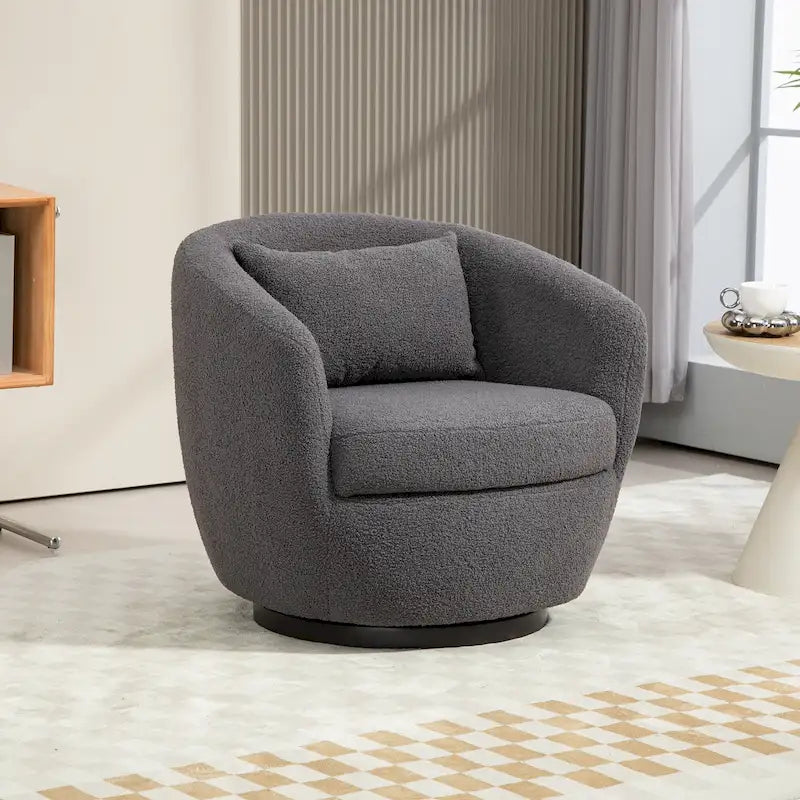 Fauteuil pivotant rembourré avec rangement, fauteuil d'appoint moderne pour salon, chambre à coucher, bureau, espaces de lecture
