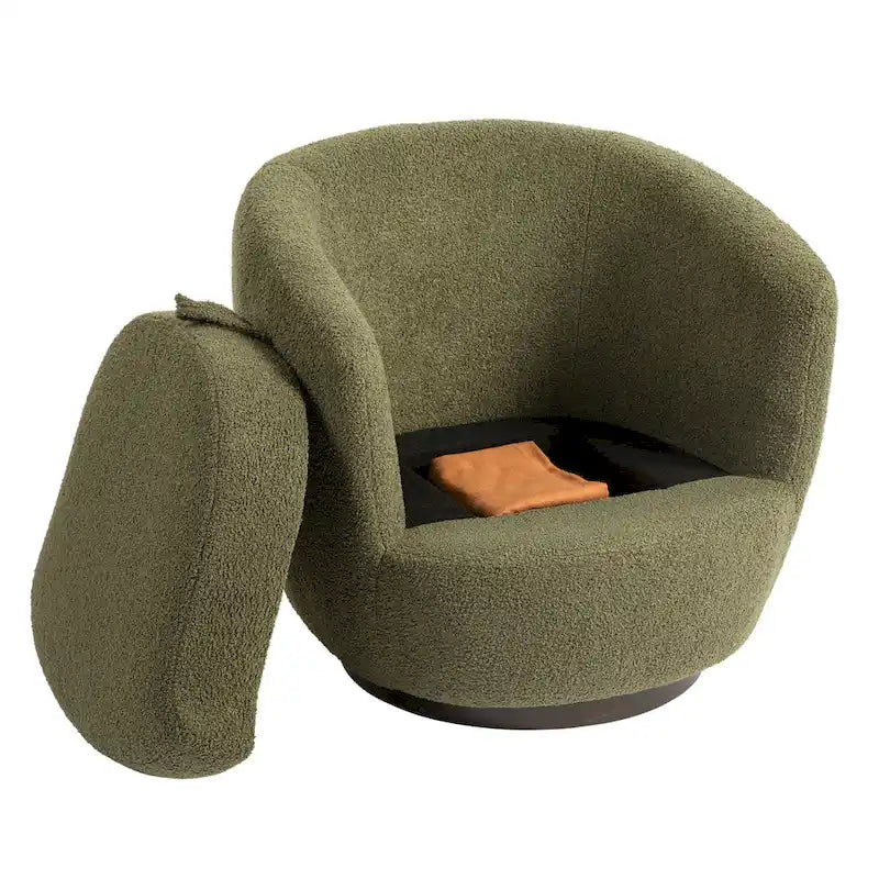 Fauteuil pivotant rembourré avec rangement, fauteuil d'appoint moderne pour salon, chambre à coucher, bureau, espaces de lecture