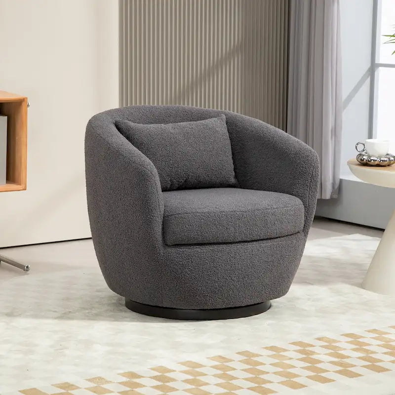 Fauteuil pivotant rembourré avec rangement, fauteuil d'appoint moderne pour salon, chambre à coucher, bureau, espaces de lecture