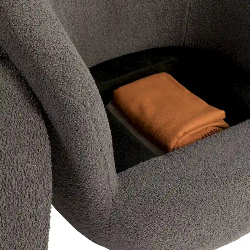 Fauteuil pivotant rembourré avec rangement, fauteuil d'appoint moderne pour salon, chambre à coucher, bureau, espaces de lecture