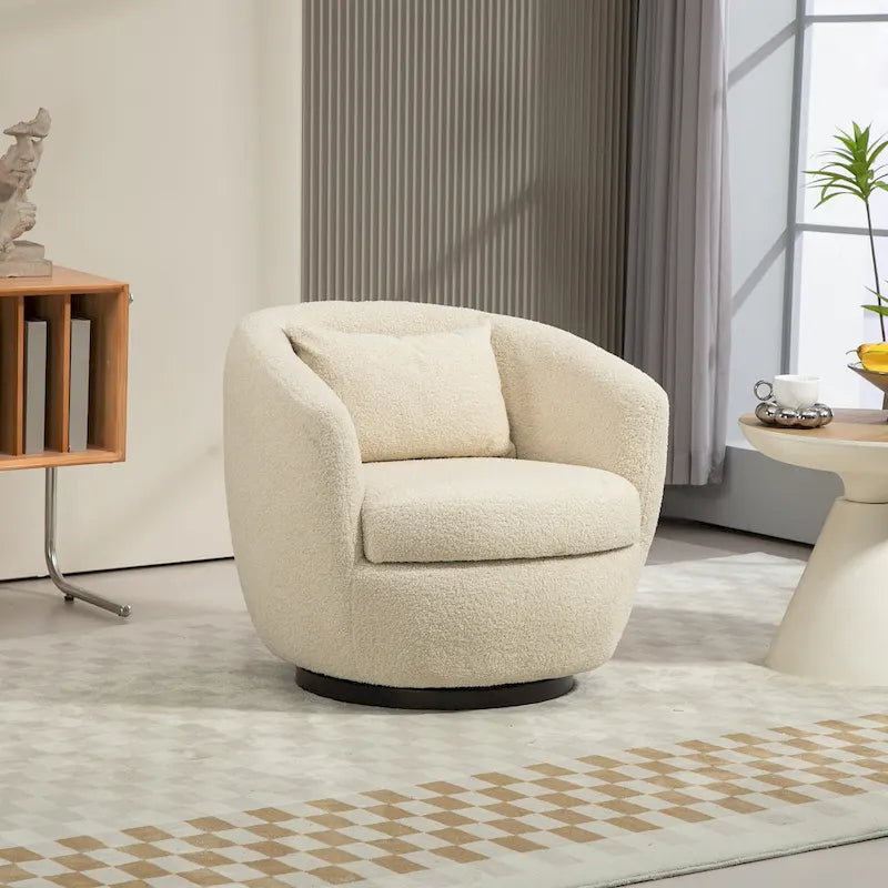 Fauteuil pivotant rembourré avec rangement, fauteuil d'appoint moderne pour salon, chambre à coucher, bureau, espaces de lecture