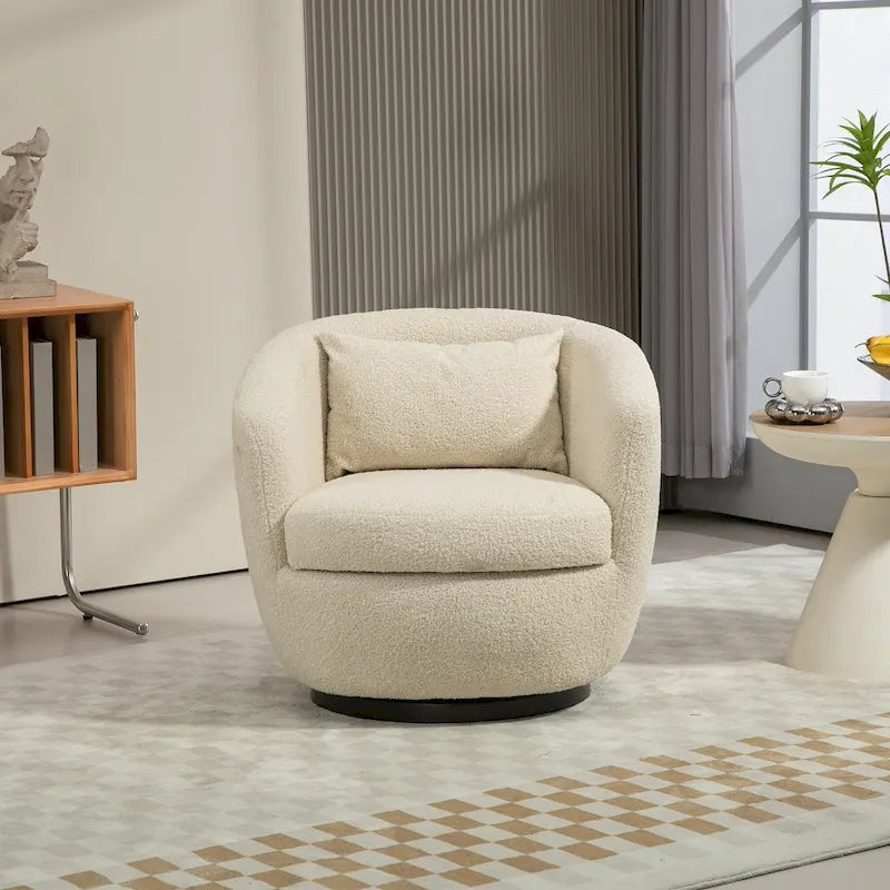 Fauteuil pivotant rembourré avec rangement, fauteuil d'appoint moderne pour salon, chambre à coucher, bureau, espaces de lecture