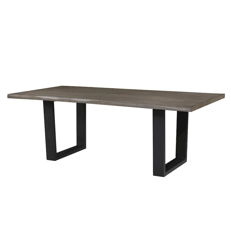 Table à manger de 84 pouces avec plateau à bord naturel, finition brun foncé