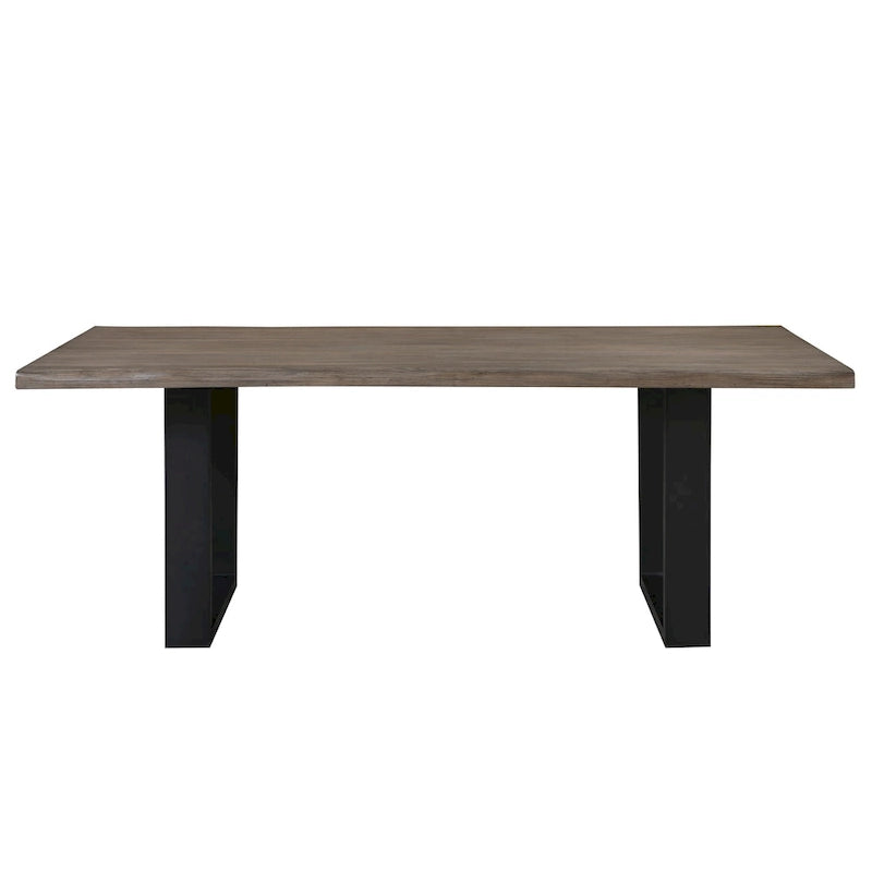 Table à manger de 84 pouces avec plateau à bord naturel, finition brun foncé