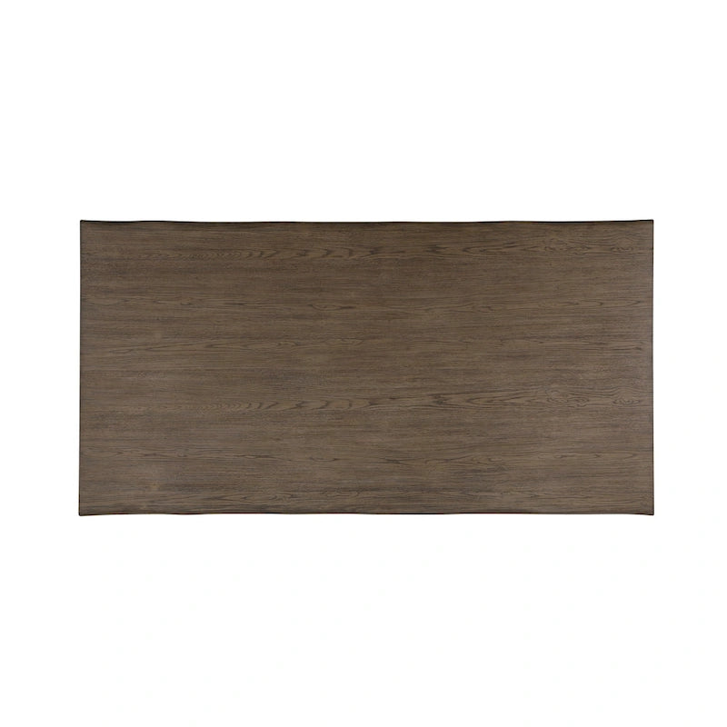 Table à manger de 84 pouces avec plateau à bord naturel, finition brun foncé