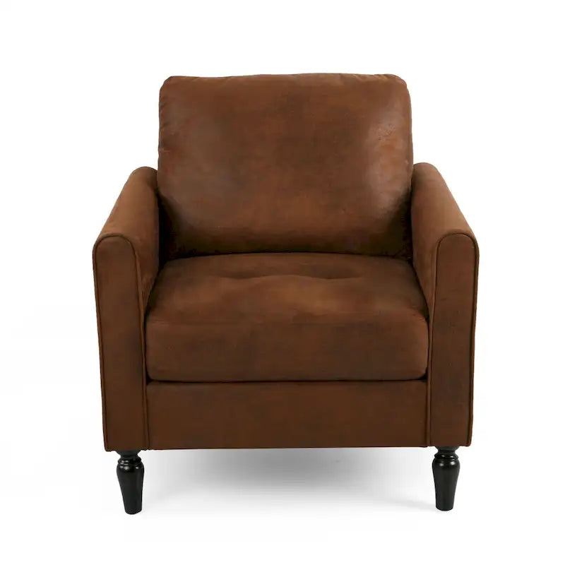 Fauteuil d'appoint, dossier moelleux, design en microfibre texturée marron