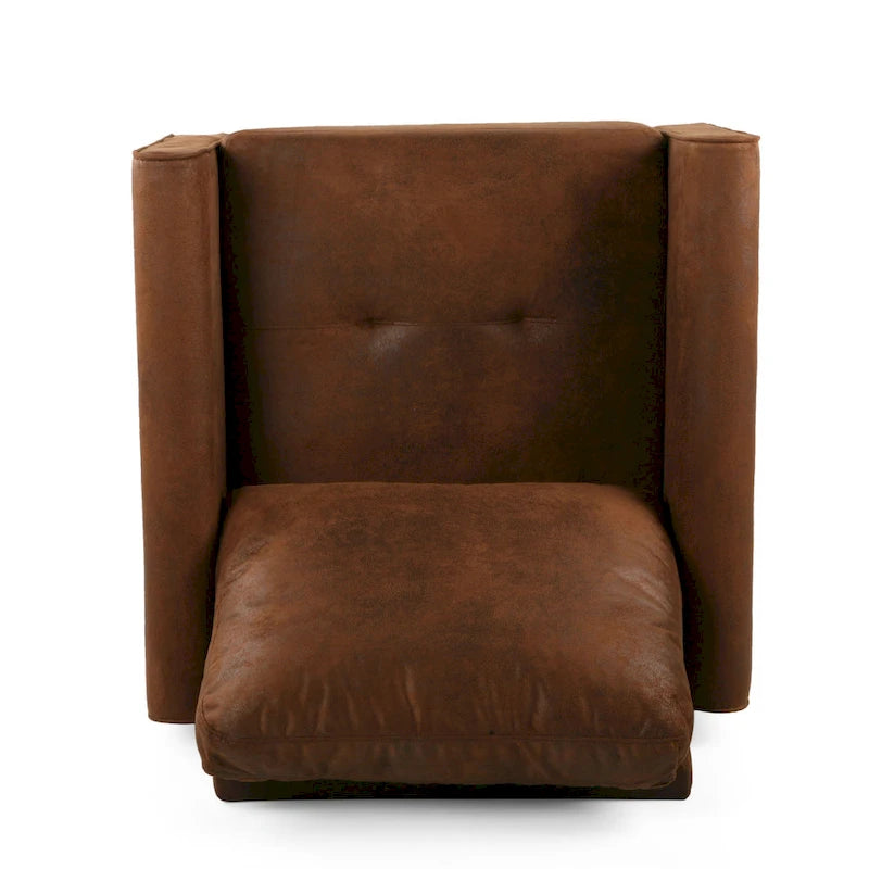 Fauteuil d'appoint, dossier moelleux, design en microfibre texturée marron