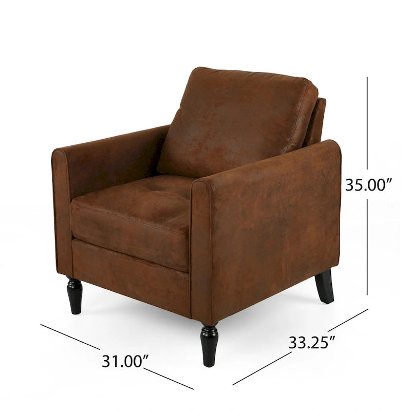 Fauteuil d'appoint, dossier moelleux, design en microfibre texturée marron