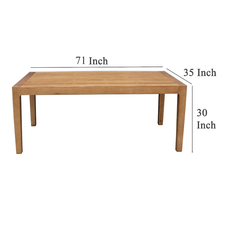 Table de salle à manger, Pin, Marron Naturel, Plateau Rectangulaire de 71 Pouces