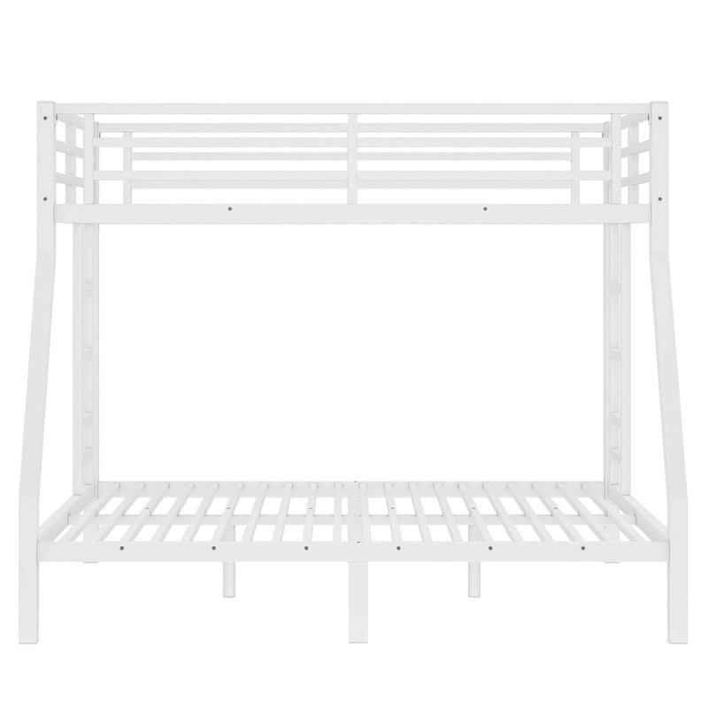 Lit superposé double sur grand lit en métal pour adolescents et adultes, gain de place, réduction du bruit, aucun sommier tapissier requis, blanc