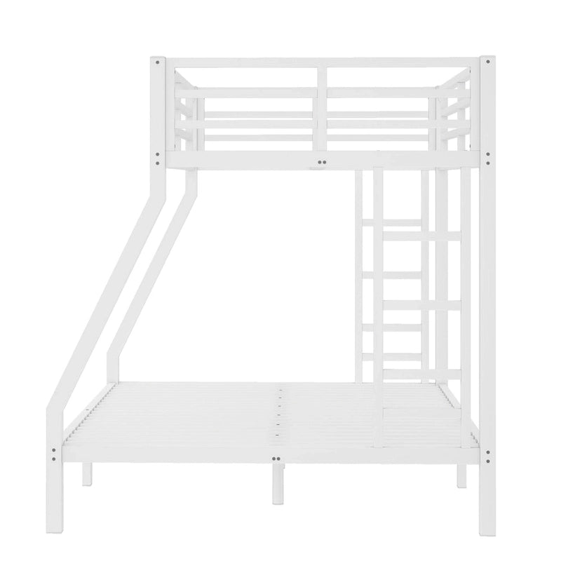 Lit superposé double sur grand lit en métal pour adolescents et adultes, gain de place, réduction du bruit, aucun sommier tapissier requis, blanc