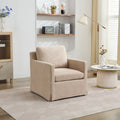 Fauteuil d'appoint moderne en chenille de 76 cm avec pivotement à 360 degrés, structure en bois massif et coussin de dossier amovible