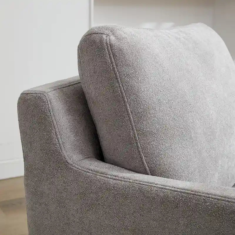 Fauteuil d'appoint moderne en chenille de 76 cm avec pivotement à 360 degrés, structure en bois massif et coussin de dossier amovible