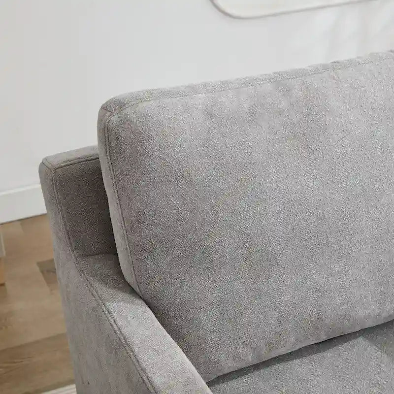 Fauteuil d'appoint moderne en chenille de 76 cm avec pivotement à 360 degrés, structure en bois massif et coussin de dossier amovible