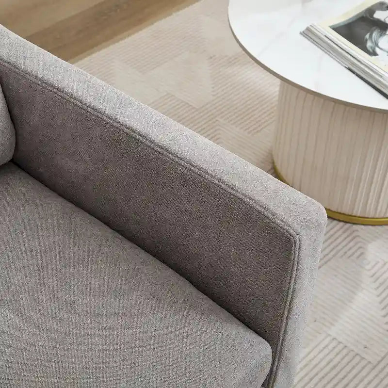 Fauteuil d'appoint moderne en chenille de 76 cm avec pivotement à 360 degrés, structure en bois massif et coussin de dossier amovible