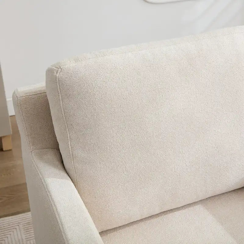 Fauteuil d'appoint moderne en chenille de 76 cm avec pivotement à 360 degrés, structure en bois massif et coussin de dossier amovible