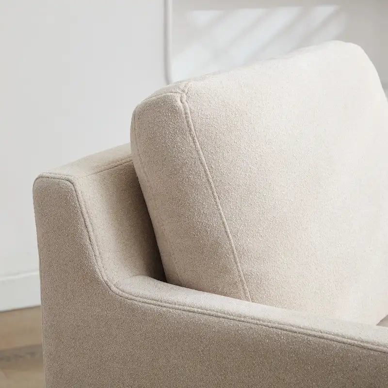 Fauteuil d'appoint moderne en chenille de 76 cm avec pivotement à 360 degrés, structure en bois massif et coussin de dossier amovible
