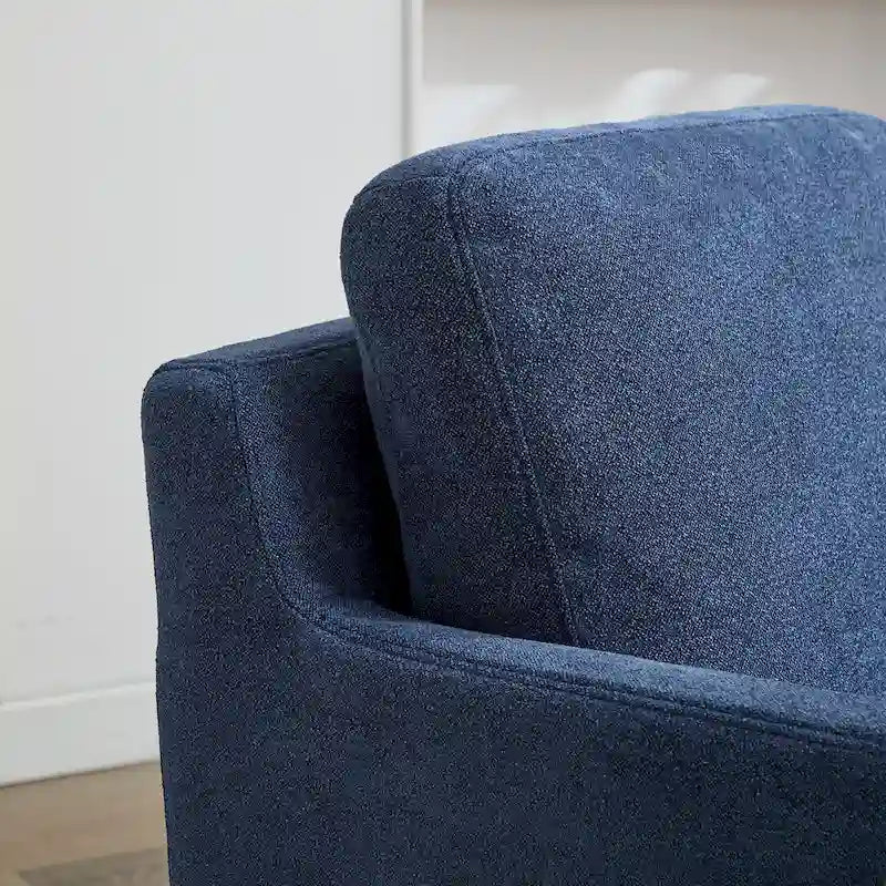 Fauteuil d'appoint moderne en chenille de 76 cm avec pivotement à 360 degrés, structure en bois massif et coussin de dossier amovible