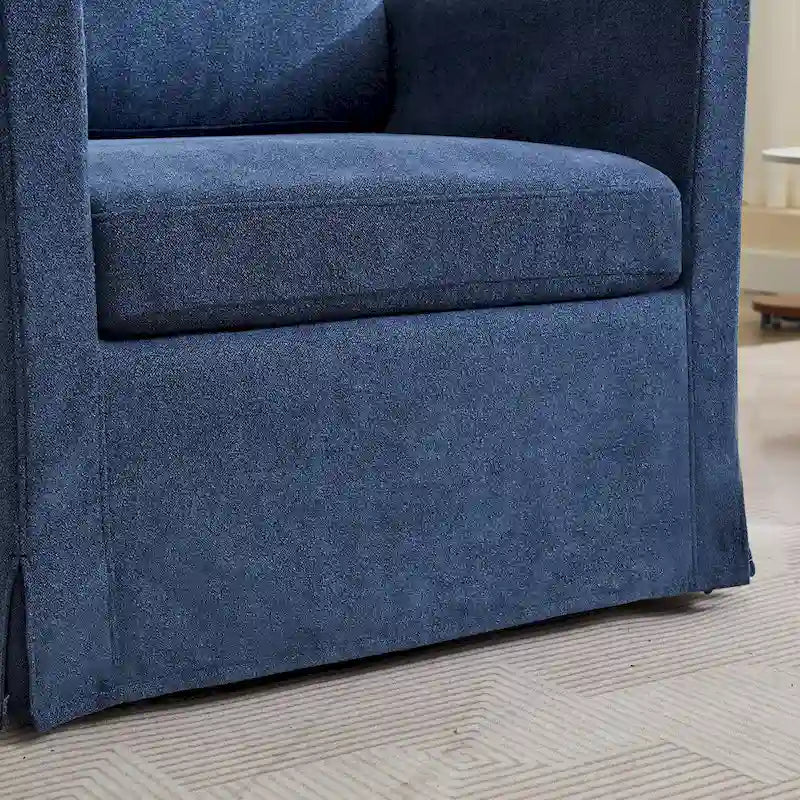 Fauteuil d'appoint moderne en chenille de 76 cm avec pivotement à 360 degrés, structure en bois massif et coussin de dossier amovible