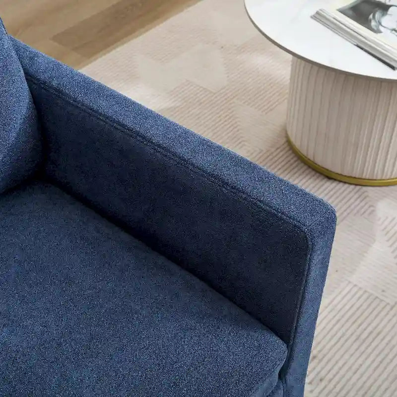Fauteuil d'appoint moderne en chenille de 76 cm avec pivotement à 360 degrés, structure en bois massif et coussin de dossier amovible