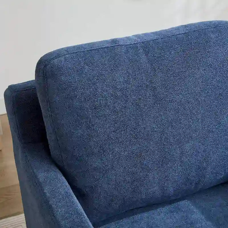 Fauteuil d'appoint moderne en chenille de 76 cm avec pivotement à 360 degrés, structure en bois massif et coussin de dossier amovible