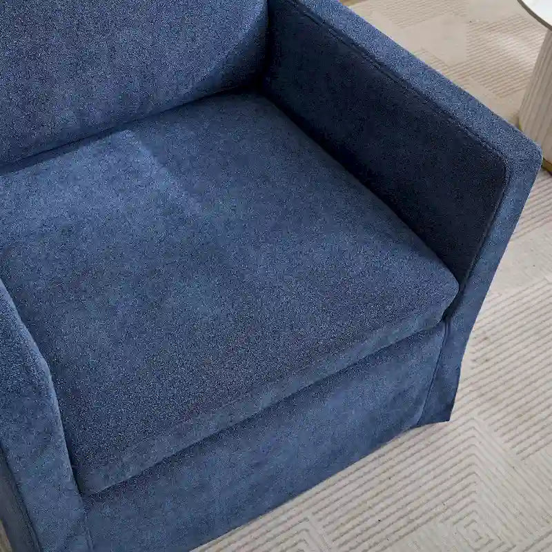 Fauteuil d'appoint moderne en chenille de 76 cm avec pivotement à 360 degrés, structure en bois massif et coussin de dossier amovible
