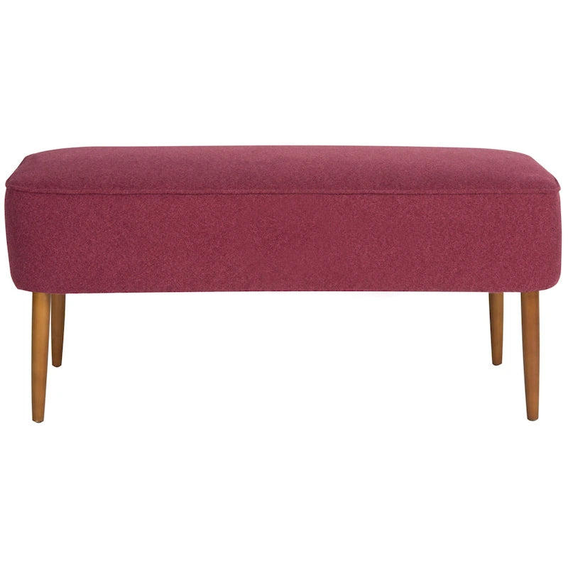 Banc en laine orange du milieu du siècle - 39,6 x 19,9 x 18,3 - 40Lx20Px18H