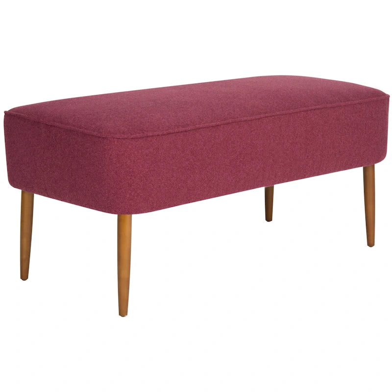 Banc en laine orange du milieu du siècle - 39,6 x 19,9 x 18,3 - 40Lx20Px18H