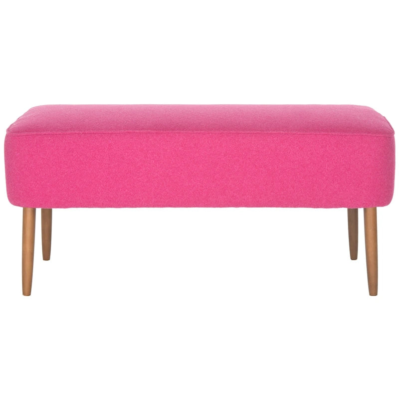 Banc en laine orange du milieu du siècle - 39,6 x 19,9 x 18,3 - 40Lx20Px18H