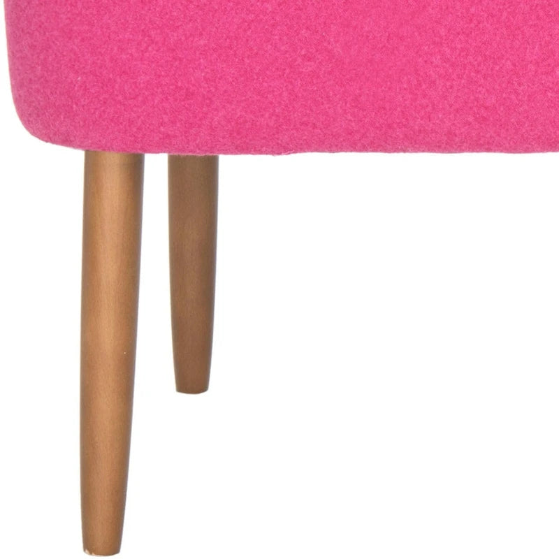 Banc en laine orange du milieu du siècle - 39,6 x 19,9 x 18,3 - 40Lx20Px18H