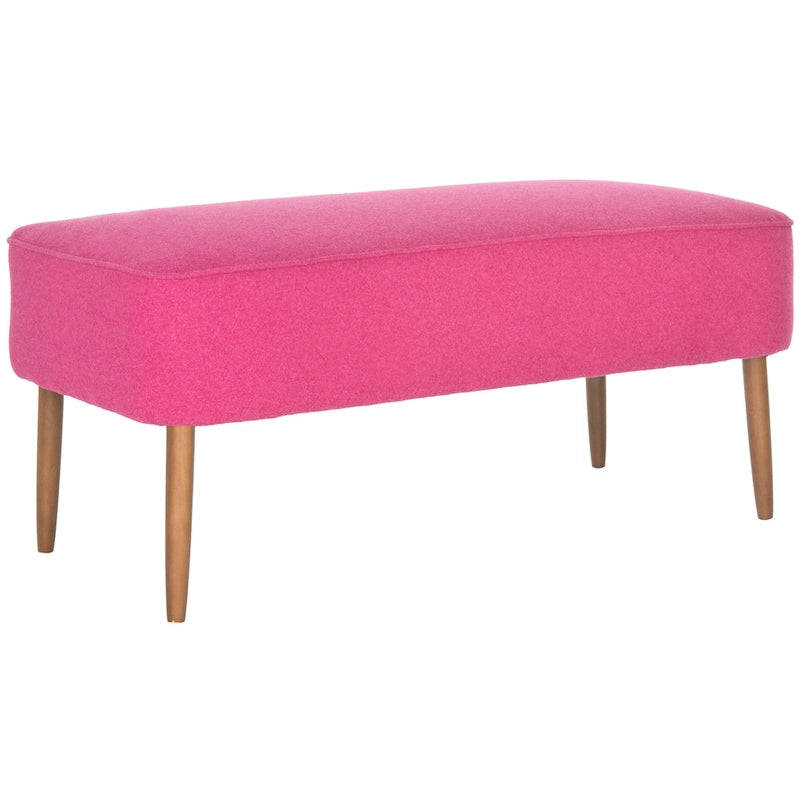 Banc en laine orange du milieu du siècle - 39,6 x 19,9 x 18,3 - 40Lx20Px18H
