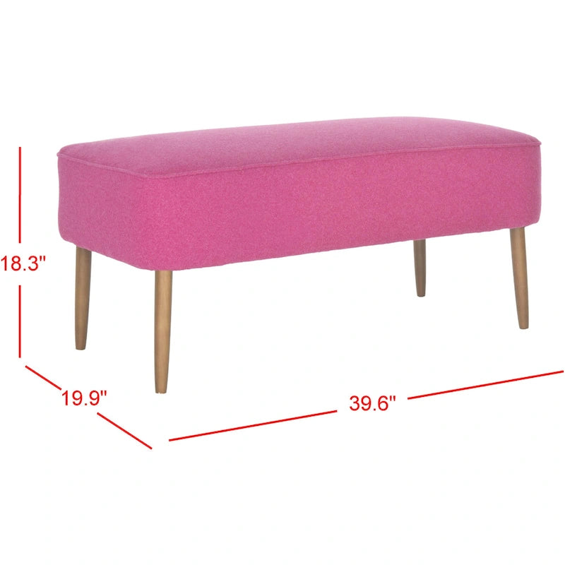 Banc en laine orange du milieu du siècle - 39,6 x 19,9 x 18,3 - 40Lx20Px18H