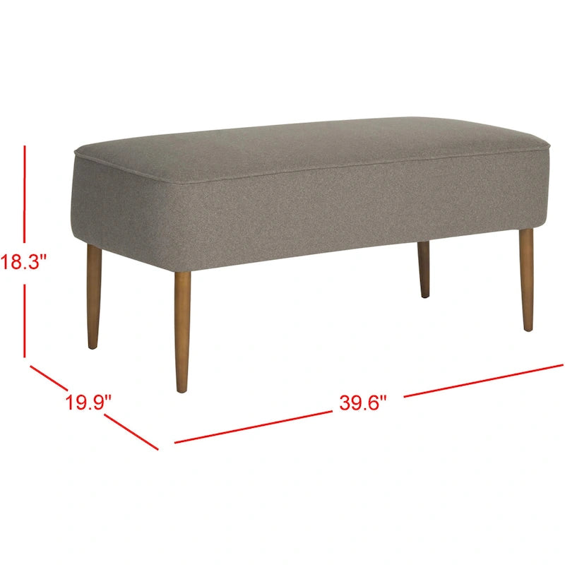 Banc en laine orange du milieu du siècle - 39,6 x 19,9 x 18,3 - 40Lx20Px18H