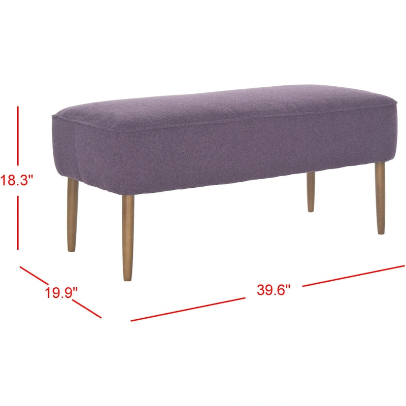 Banc en laine orange du milieu du siècle - 39,6 x 19,9 x 18,3 - 40Lx20Px18H
