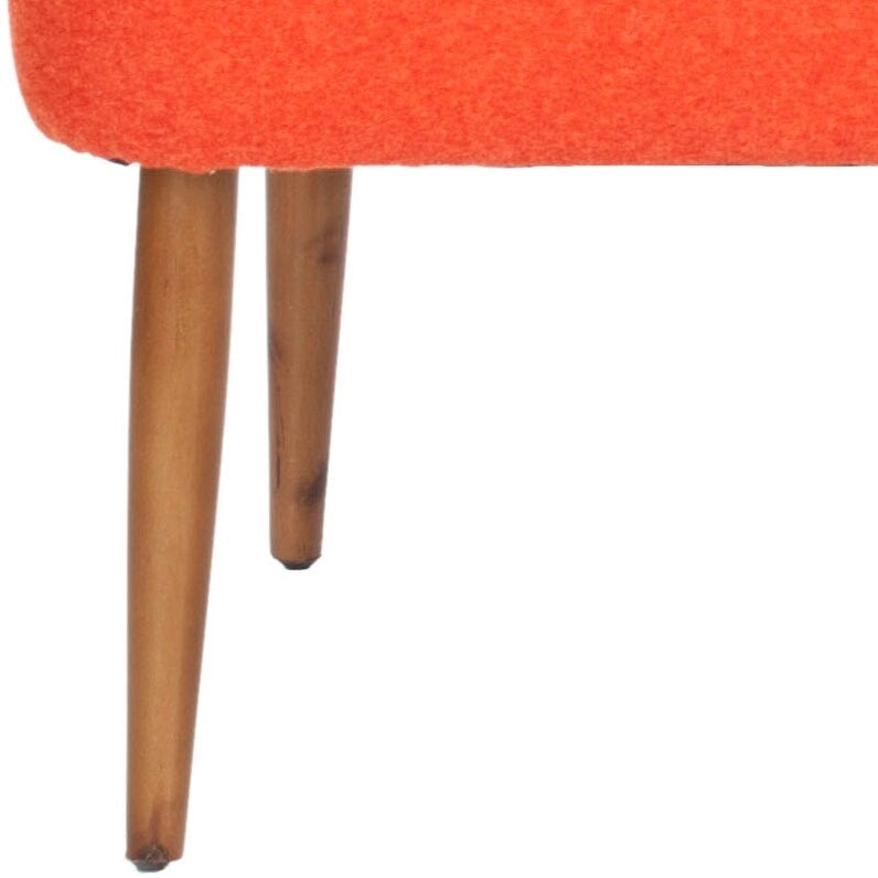 Banc en laine orange du milieu du siècle - 39,6 x 19,9 x 18,3 - 40Lx20Px18H