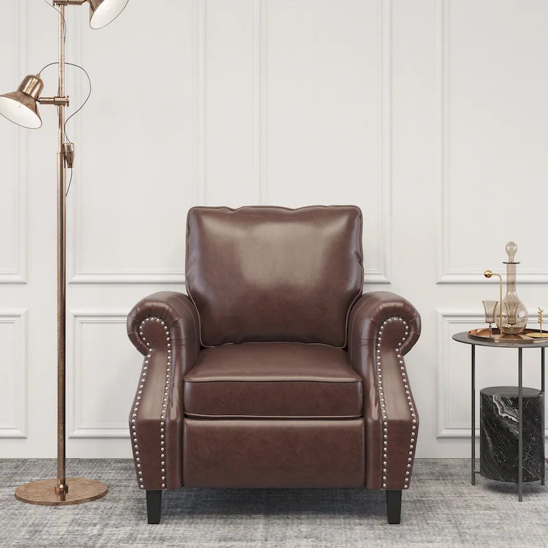 Fauteuil de club en similicuir avec clous de tapissier