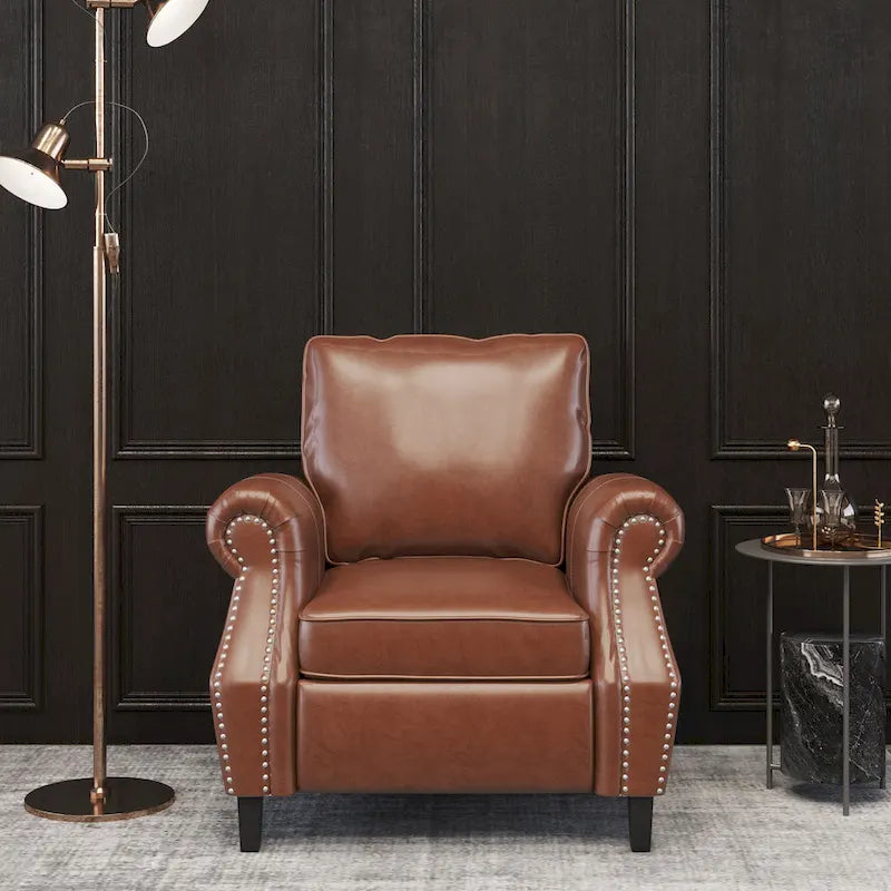 Fauteuil de club en similicuir avec clous de tapissier