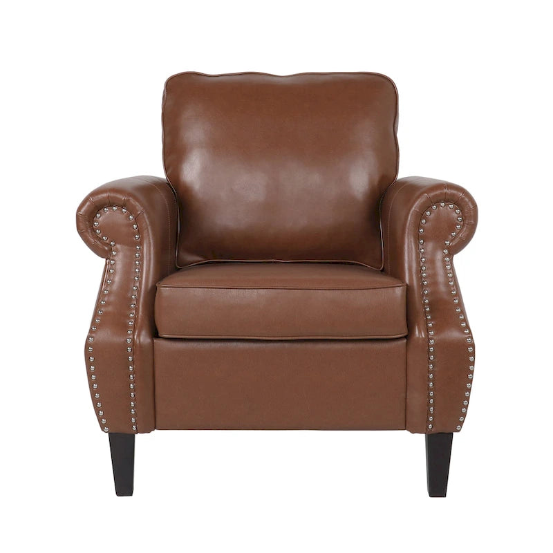 Fauteuil de club en similicuir avec clous de tapissier