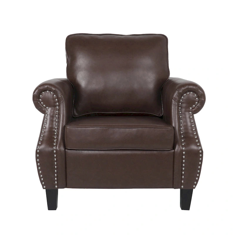 Fauteuil de club en similicuir avec clous de tapissier
