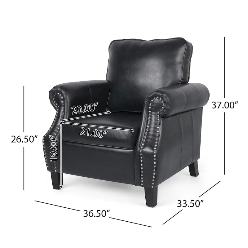 Fauteuil de club en similicuir avec clous de tapissier