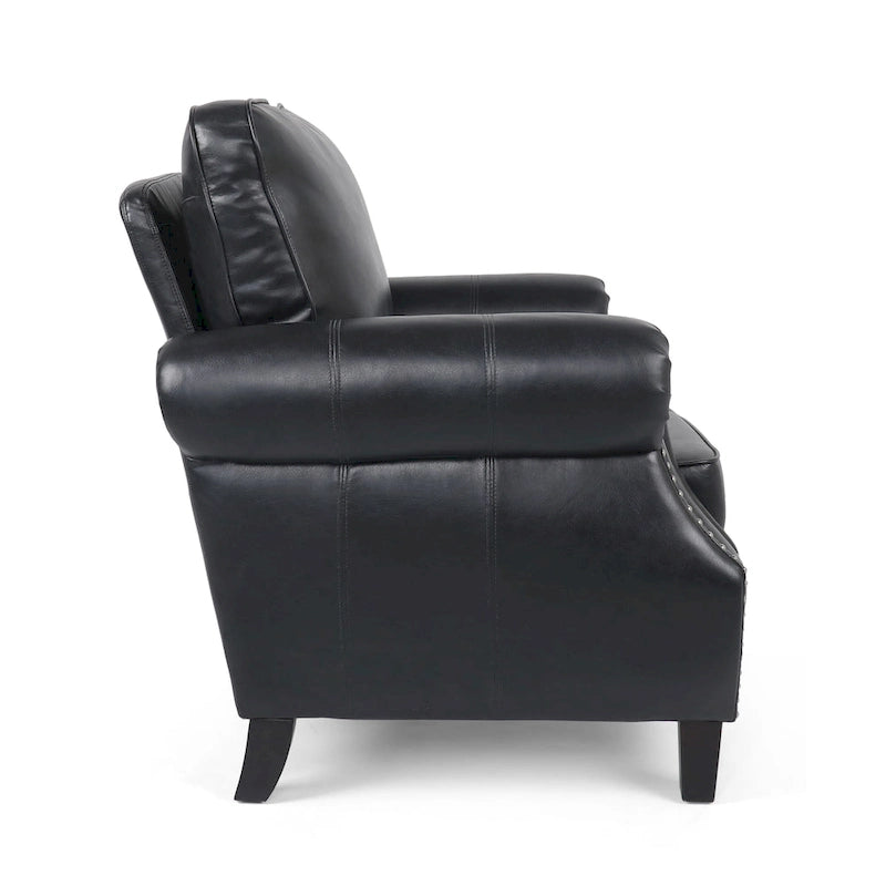 Fauteuil de club en similicuir avec clous de tapissier