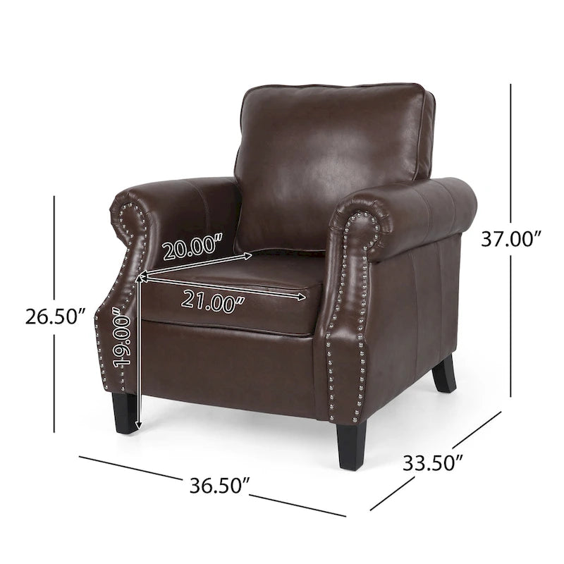 Fauteuil de club en similicuir avec clous de tapissier