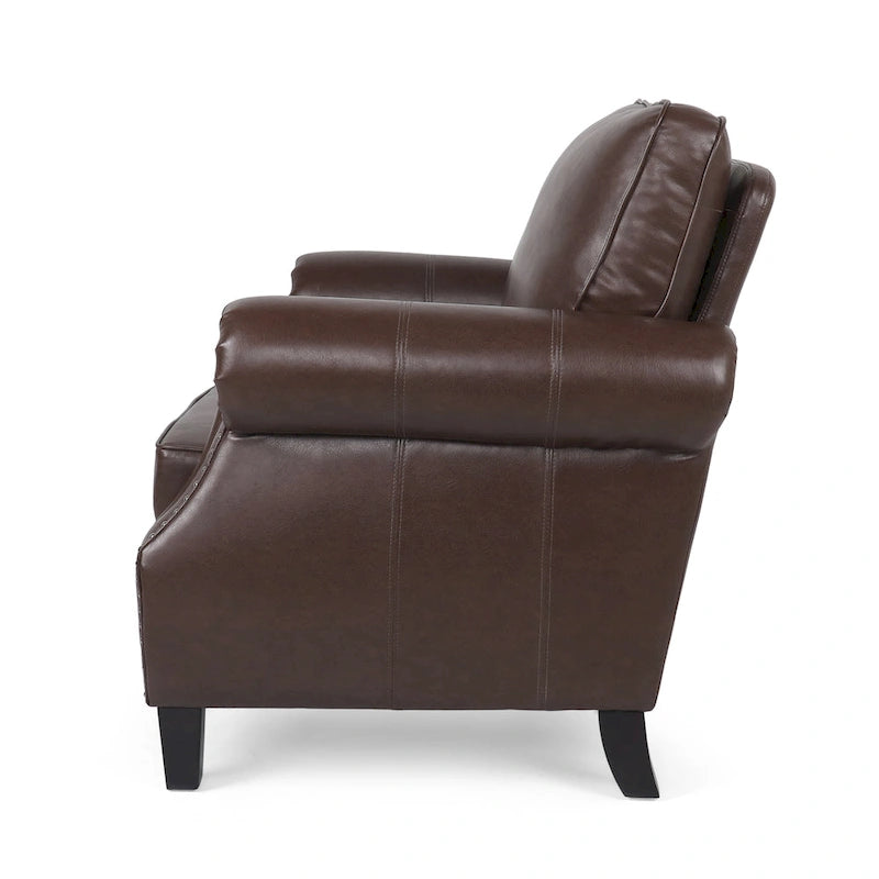 Fauteuil de club en similicuir avec clous de tapissier