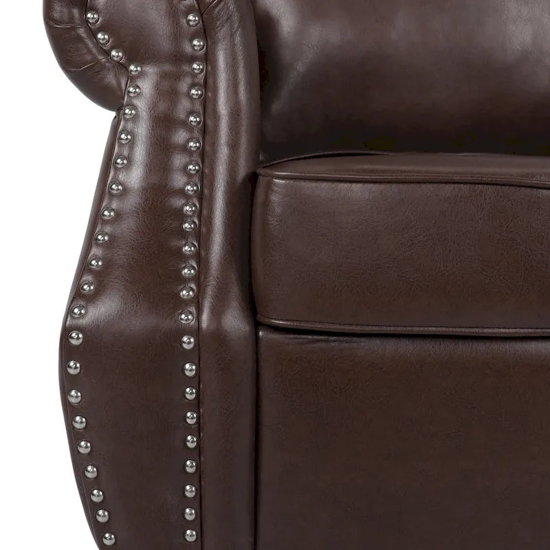 Fauteuil de club en similicuir avec clous de tapissier