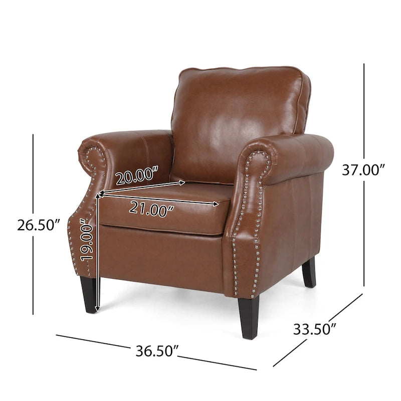 Fauteuil de club en similicuir avec clous de tapissier