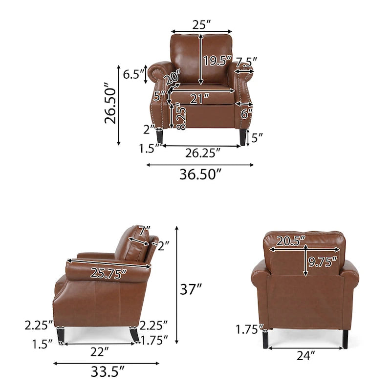 Fauteuil de club en similicuir avec clous de tapissier