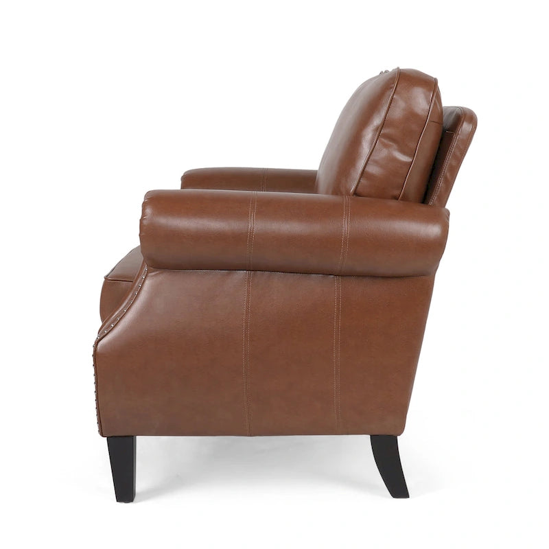Fauteuil de club en similicuir avec clous de tapissier