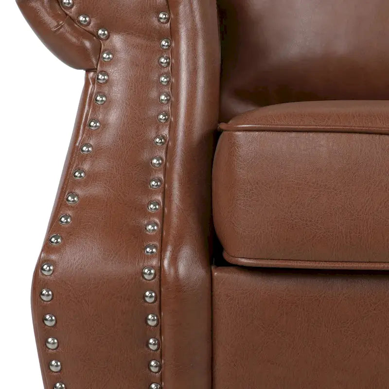 Fauteuil de club en similicuir avec clous de tapissier