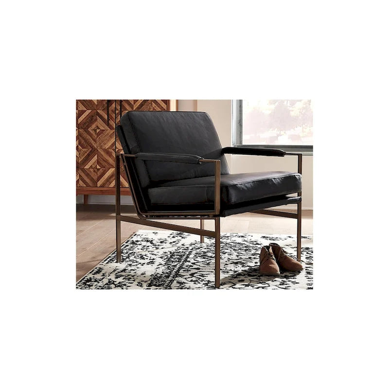 Signature Design by Ashley Puckman Mid Century Modern Leather Accent Chair - 29 W x 31.5 D x 34.25 H