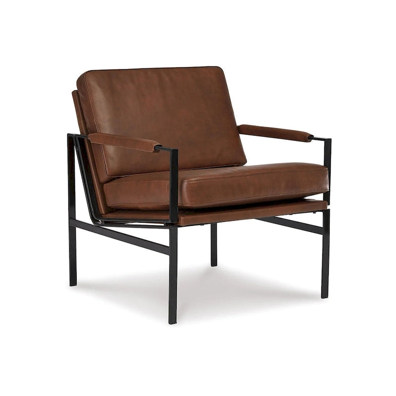 Fauteuil d'appoint en cuir moderne du milieu du siècle - 29 L x 31,5 P x 34,25 H